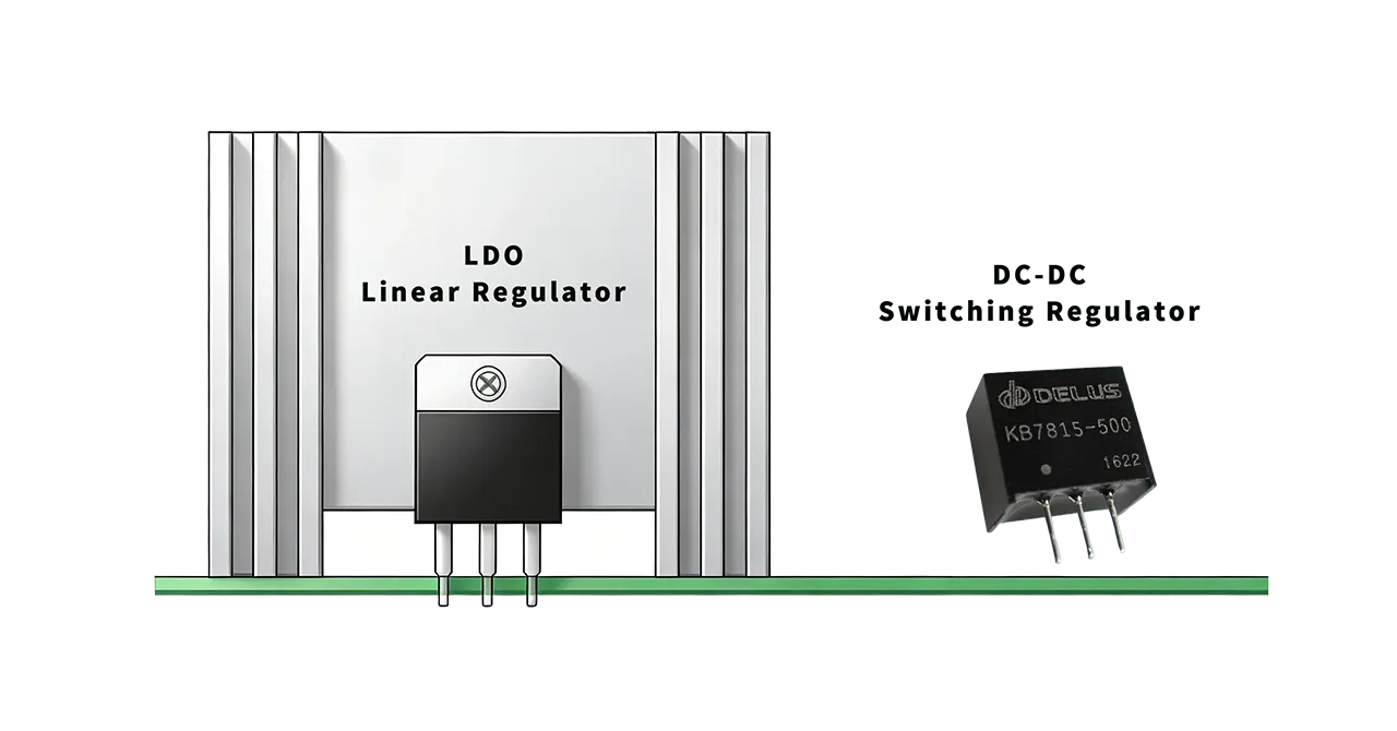 LDO 与德励 DC-DC 模块电源对比示意图